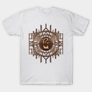 g lettering alphabet luxury gifts in antique golden jugendstil design T-Shirt